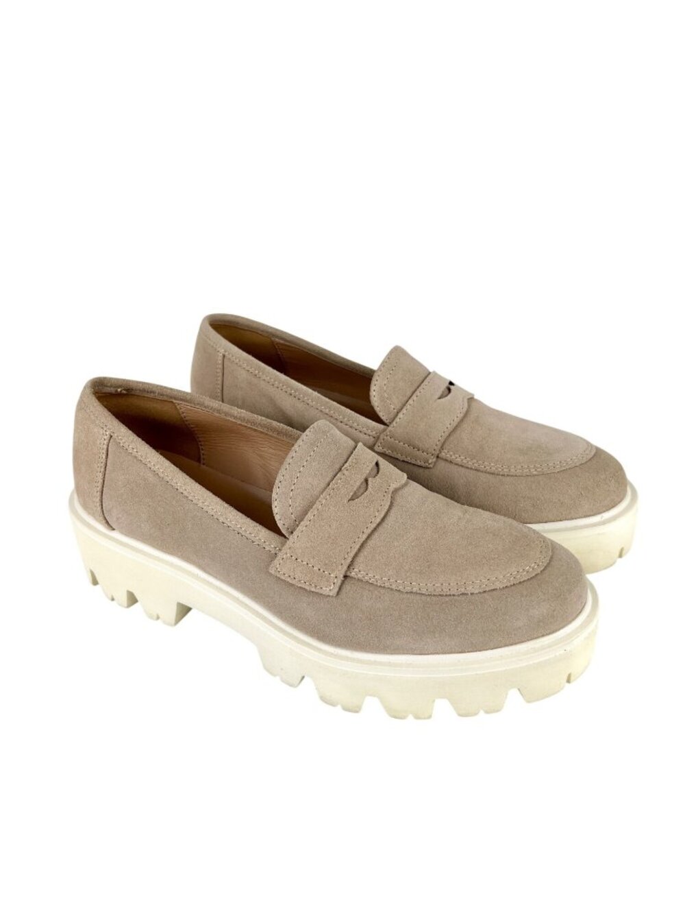 Cordani Womens Audrey Platform Penny Loafers Beige Suede Leather size 39 US 8.5